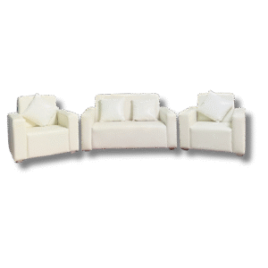 White Rexine Sofa Set