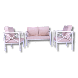 White Cross Back Sofa Set