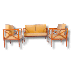 Brown Cross Back Sofa Set